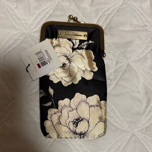 NWT - Jenny Peckham Black and Cream Floral Lock Bag